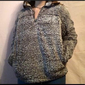 Grey fuzzy crew sweatshirt